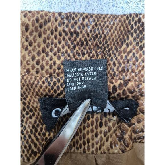 Cigliano brown snakeskin Faux Leather Vegan long blazer fully lined Sz 12 - Picture 4 of 4